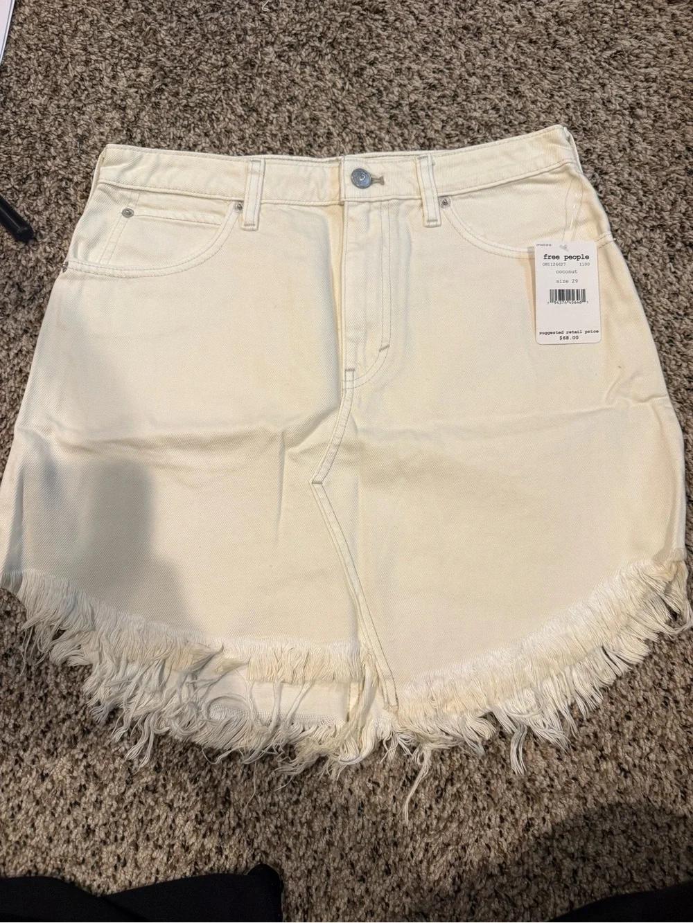 Free People Bailey Denim Mini Skirt - Coconut